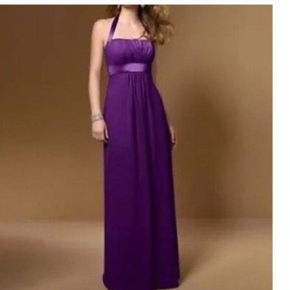Alfred Angelo Grape Purple Halter Empire Waist Chiffon Bridesmaid Dress 8 7016